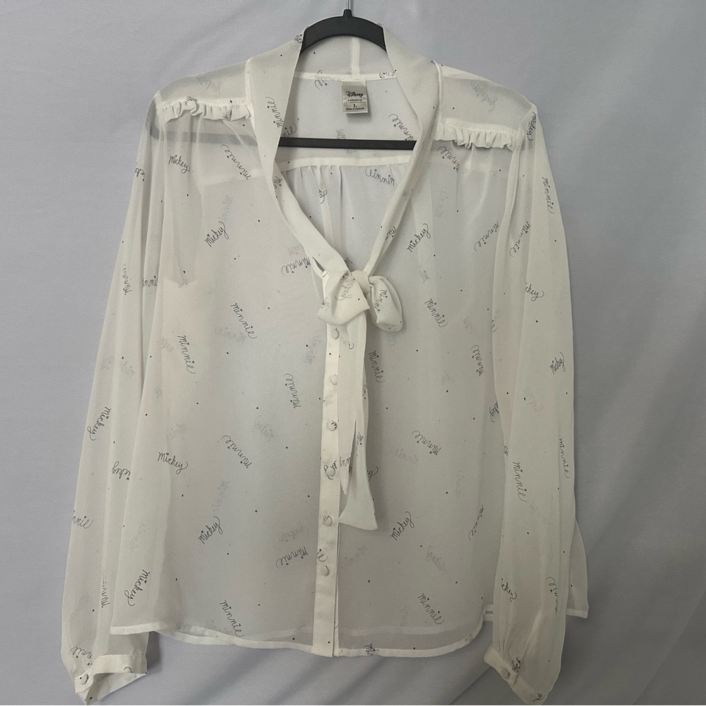 Disney LC Lauren Conrad Colab Sheer Button Down Blouse size L